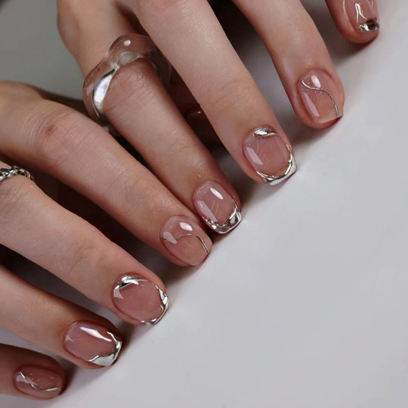 Nail Art Press On - Short fake nails for women girls