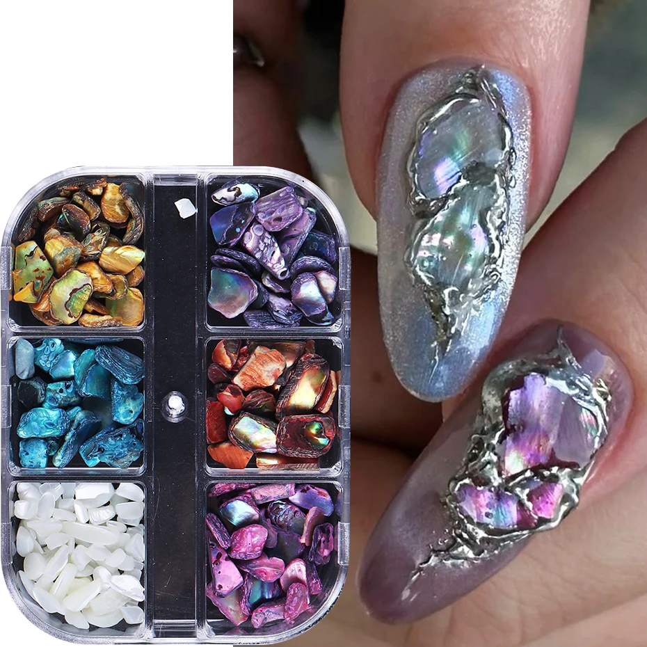 6 Grids Abalone Shell Flakes N - Nail Art Valentines Day ulasan dan harga