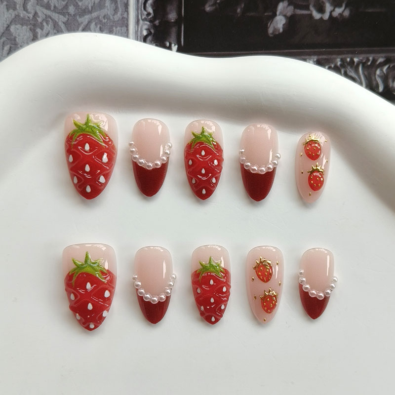10Pcs Women French Style 3D St - Nail Art Press On ulasan dan harga