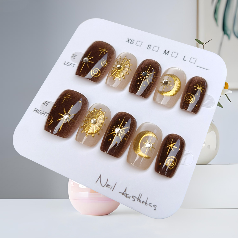 10Pcs Autumn and Winter Brown  - Nail Art Press On ulasan dan harga