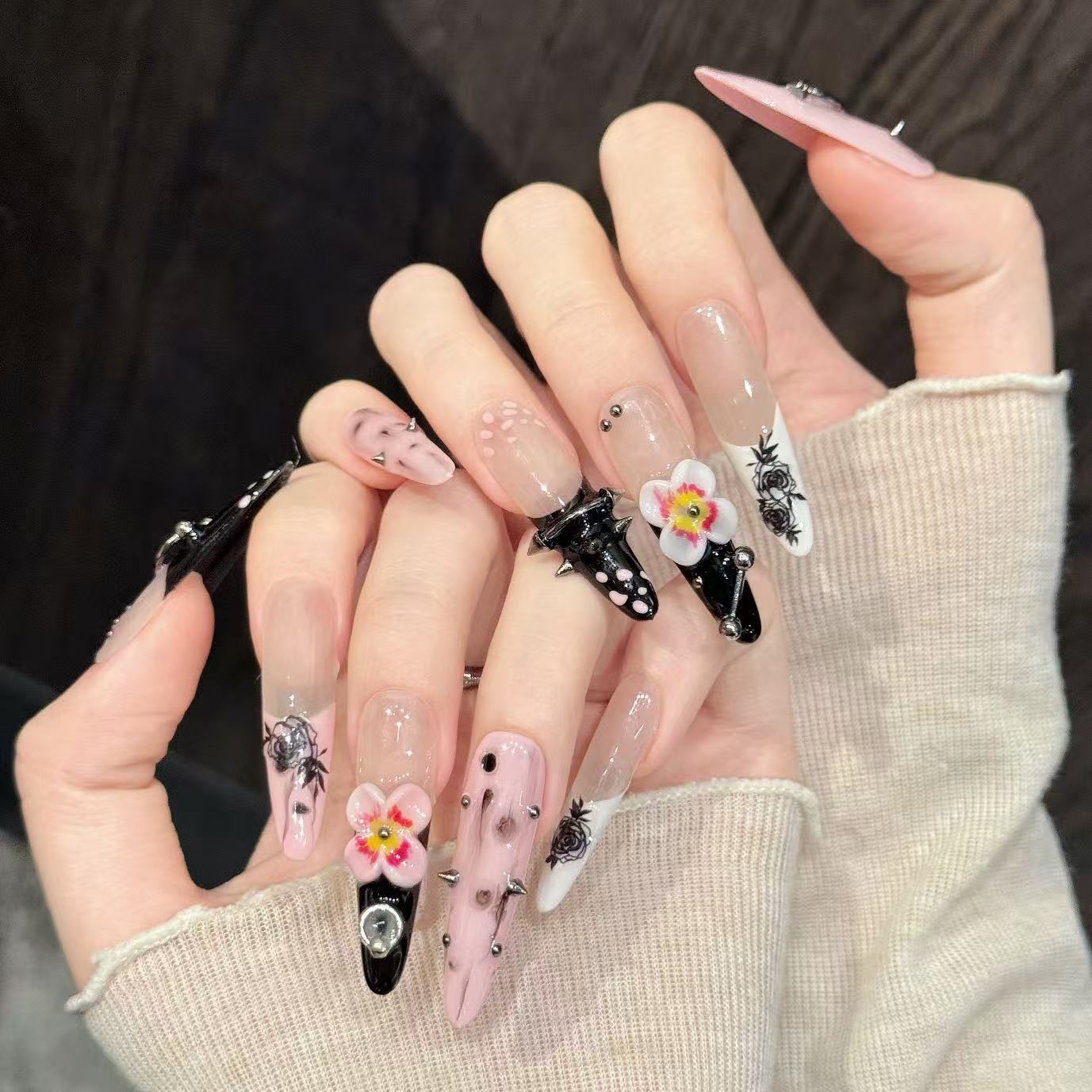 10PCS Stiletto Handmade Press  - Nail Art Press On ulasan dan harga