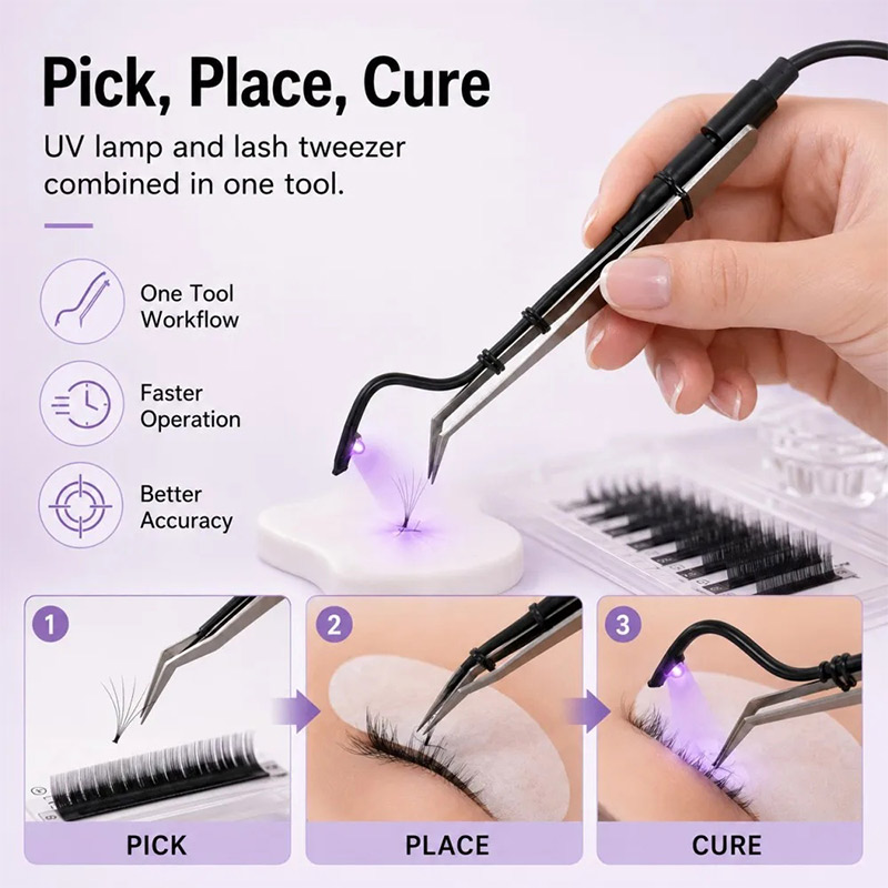 Mini UV Lash Lamp Tweezers 2‑S - Nail Art Ombre ulasan dan harga