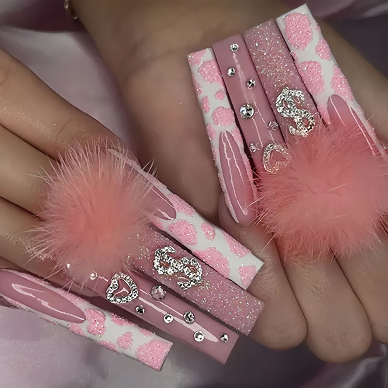 24Pcs Extra Long Square Press  - Nail Art Press On ulasan dan harga