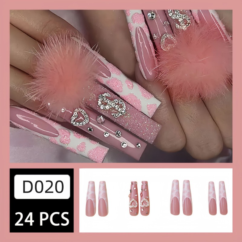 24Pcs Extra Long Square Press  - Nail Art Press On ulasan dan harga