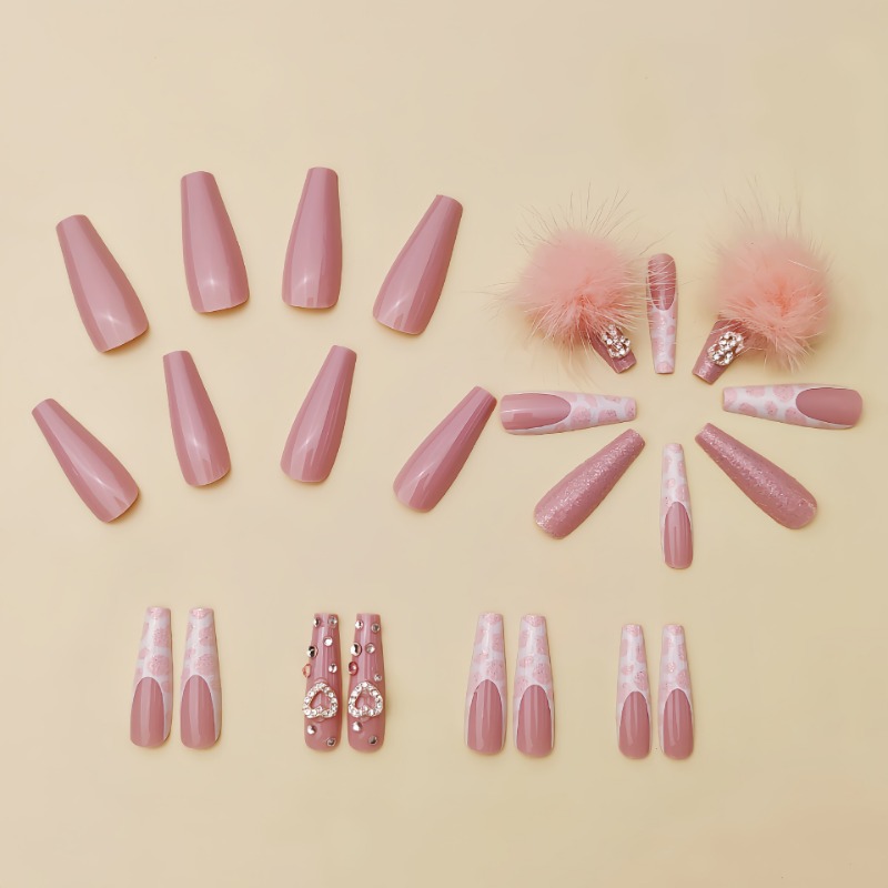 24Pcs Extra Long Square Press  - Nail Art Press On ulasan dan harga